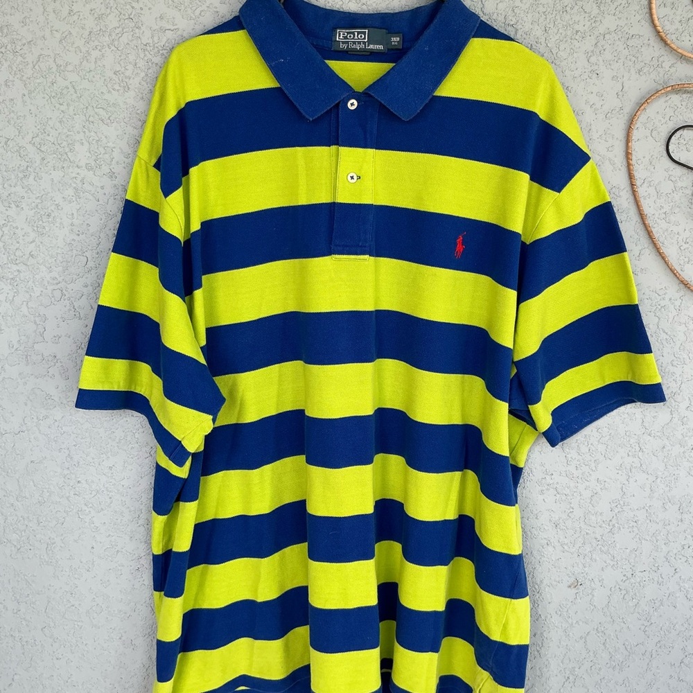 Ralph Lauren Men's Striped Polo in Blue and Yellow